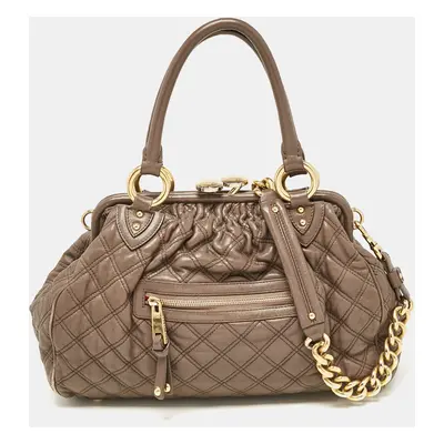 Marc Jacobs Brown Quilted Leather Stam Satchel