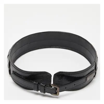 Burberry Black Patent Leather Buckle Waist Belt 70CM