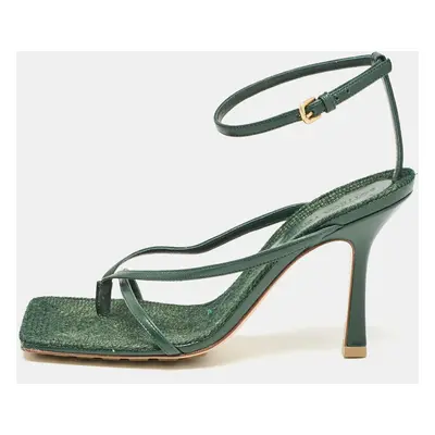 Bottega Veneta Green Leather Stretch Ankle Strap Sandals Size