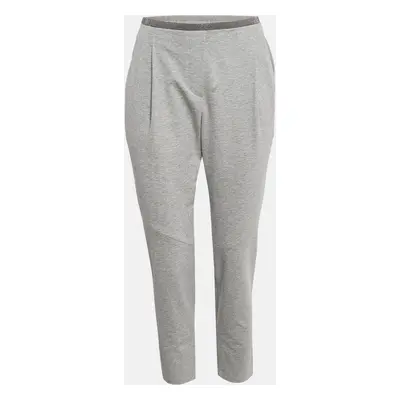 Brunello Cucinelli Grey Cotton Knit Monili Bead Detail Joggers