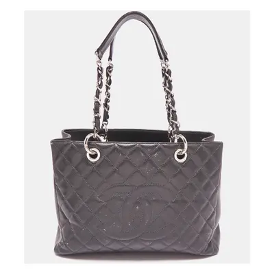 Chanel Grey Quilted Caviar Leather GST Shopper Tote