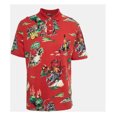 Polo Ralph Lauren Red Printed Cotton Pique Polo T-Shirt