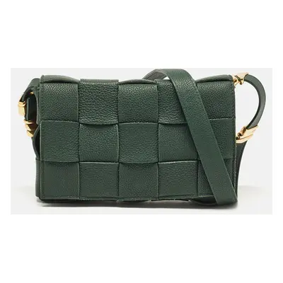 Bottega Veneta Dark Green Interccio Leather Cassette Shoulder Bag