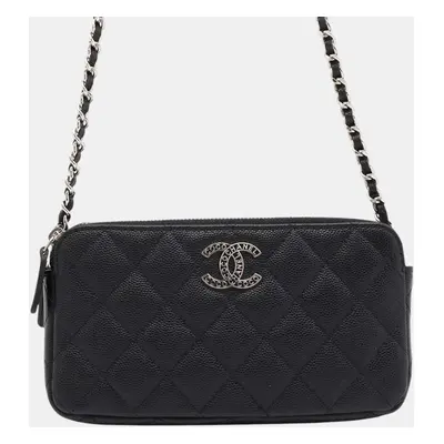 Chanel Black Caviar Leather Quilted Shoulder Bag