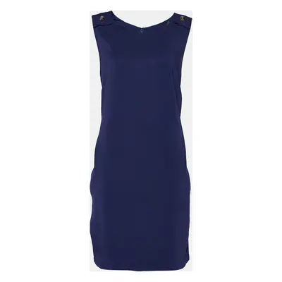 Versace Navy Blue Crepe Sleeveless Shift Dress