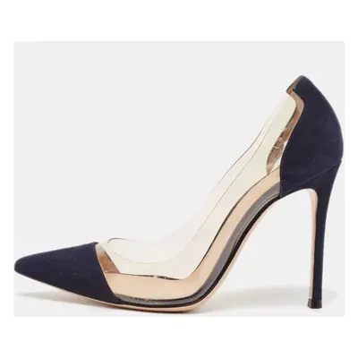 Gianvito Rossi Navy Blue PVC and Suede Plexi Pumps Size