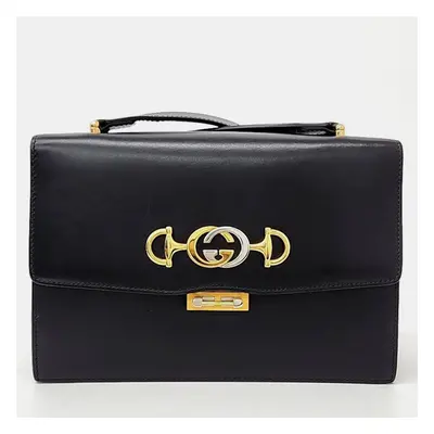 Gucci Black Leather Zumi Shoulder Bag