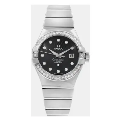 Omega Black 18K White Gold Constellation 123.55.31.20.51.001 Automatic Women's Wristwatch 33mm