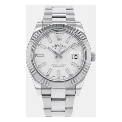 Rolex White Stainless Steel Datejust II Automatic Men's Wristwatch