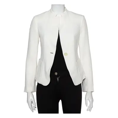 Emporio Armani White Crepe Button Front Blazer