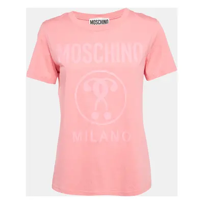 Moschino Couture Pink Logo Print Jersey T-Shirt