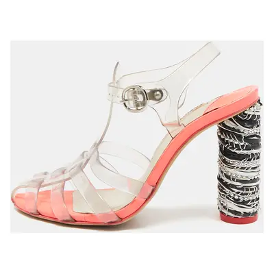 Sophia Webster Orange/Transparent PVC Ankle Strap Sandals Size