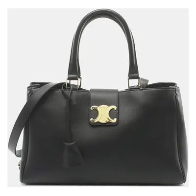 Celine Black Medium Supple Calfskin Appoline Satchel