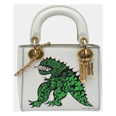 Dior White Limited Edition Niki De Saint Phalle Mini Calfskin Dragon Lady Dior