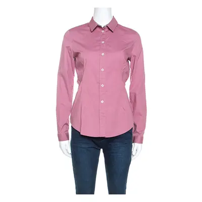 Burberry Brit Pink Stretch Cotton Button Front Shirt