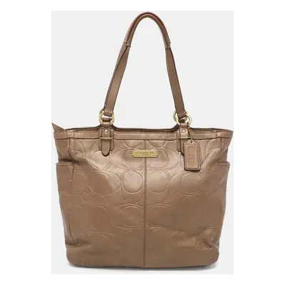 Coach Brown Embossed Leather South Tote