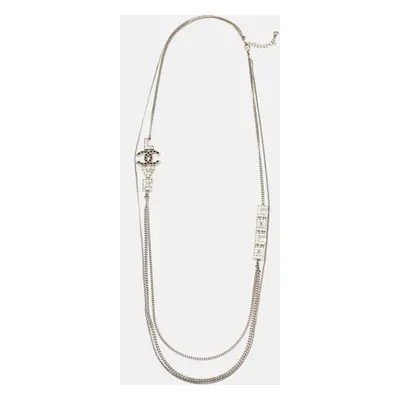 Chanel Coco Love Double Strand Silver Tone Long Necklace