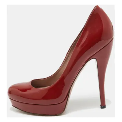 Gucci Burgundy Patent Leather Platform Pumps Size