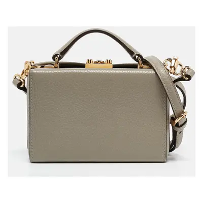 Mark Cross Grey Leather Mini Grace Box Bag