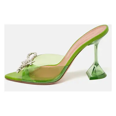 Amina Muaddi Green PVC Begum Slide Sandals Size