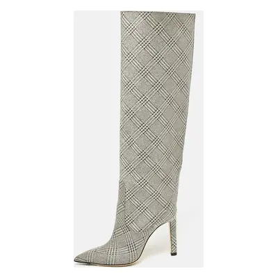 Jimmy Choo Silver Fabric Knee Length Boots Size