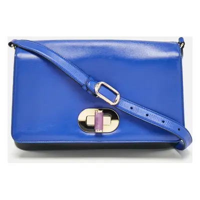 Bvlgari Black/Blue Leather Icona Shoulder Bag