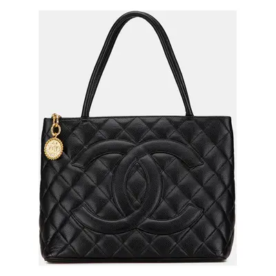 Chanel Black Caviar Medallion Tote