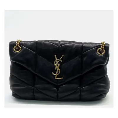 Saint Laurent Paris Black Leather Lulu Puffer Bag Small