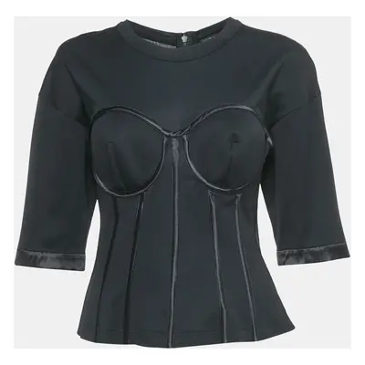 Dolce & Gabbana Black Cotton Knit Bustier Top