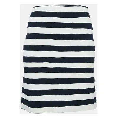 Moschino Cheap and Chic White/Navy Blue Stripe Cotton Mini Skirt