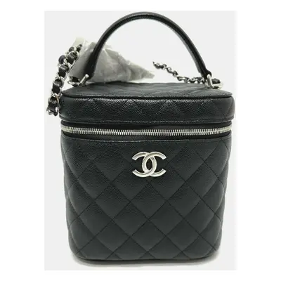 Chanel Black Caviar Leather Quilted Chain Bag