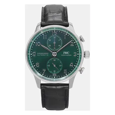 IWC Green Stainless Steel Portugieser IW371615 Automatic Men's Wristwatch