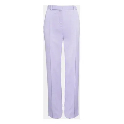 Versace Light Purple Crepe Pleated Straight Leg Trousers