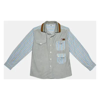 D&G Junior Grey/Blue Cotton Button Front Shirt Yrs