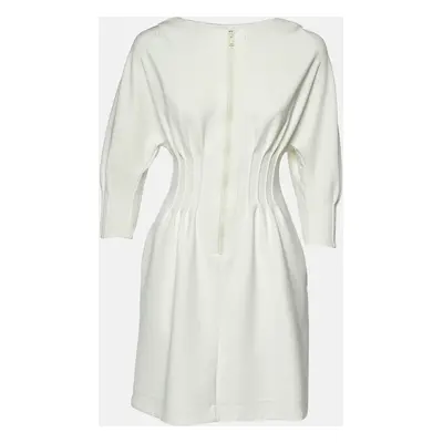 Sportmax White Gabardine Pleated Mini Dress