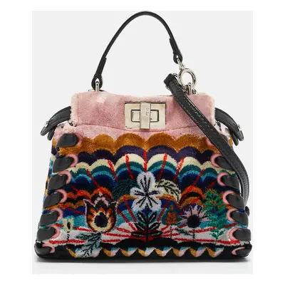 Fendi Multicolor Velvet and Leather Micro Whipstitched Peekaboo Top Handle Bag