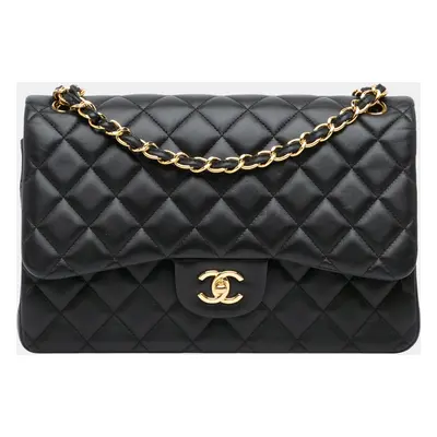 Chanel Black Jumbo Classic Lambskin Double Flap