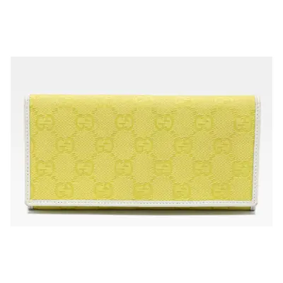 Gucci Yellow/White GG Canvas and Leather Continental Wallet