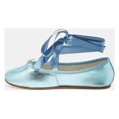 Repetto Metallic Blue Leather Sophia Ballet Flats Size