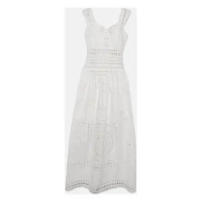 Alberta Ferreti White Lace Sleeveless Maxi Dress