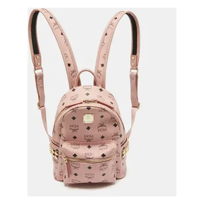 MCM Pink Visetos Coated Canvas Mini Side Studs Stark Backpack