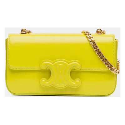 Celine Yellow Triomphe Calfskin Cuir Chain Shoulder Bag