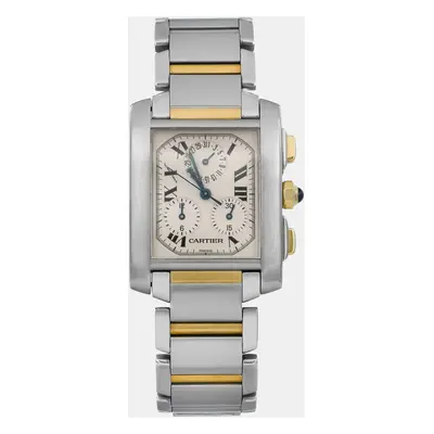 Cartier Tank Francaise Chronoflex Gold Steel Quartz Wristwatch