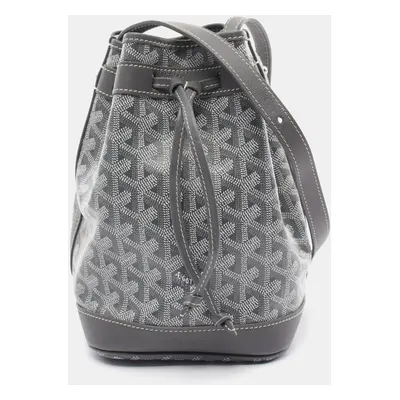 Goyard Petit Flo Coated Canvas Leather Grey White Shoulder Bag