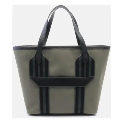 Hermes Green Canvas Pursangle Tote Bag