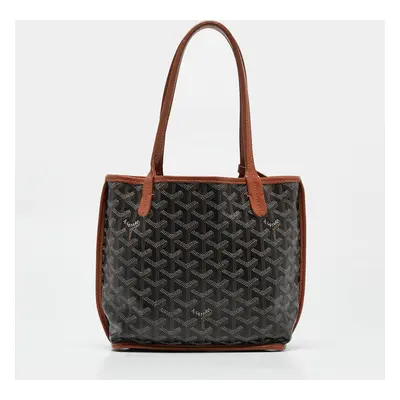 Goyard Black/Brown Goyardine Coated Canvas and Leather Anjou Mini Tote