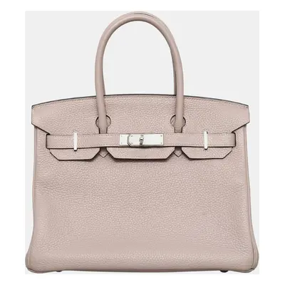 Hermes Glycine Clemence Leather Birkin Tote Bag