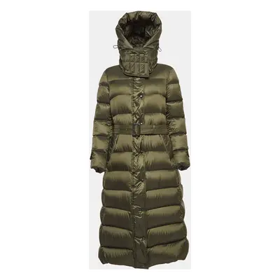 Burberry Olive Green Synthetic Quilted Puffer Down Coat