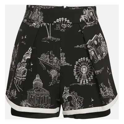 Maje Black Ipom Embroidered Crepe Shorts