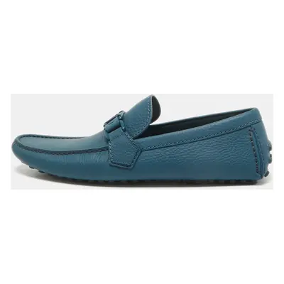 Louis Vuitton Blue Leather Hockenheim Slip on Loafers Size